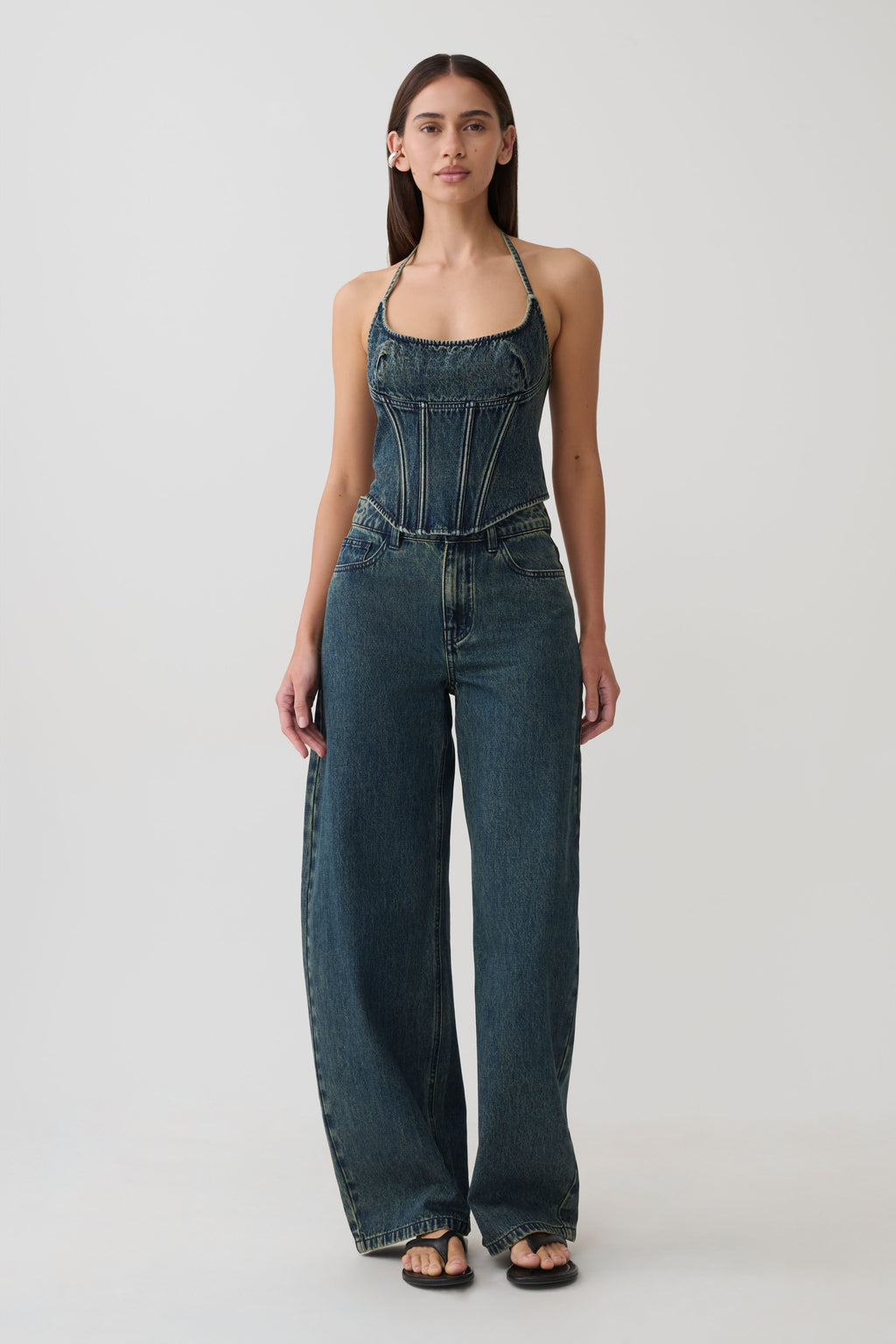 Stephanie Barrel Denim Jeans - Vintage Blue