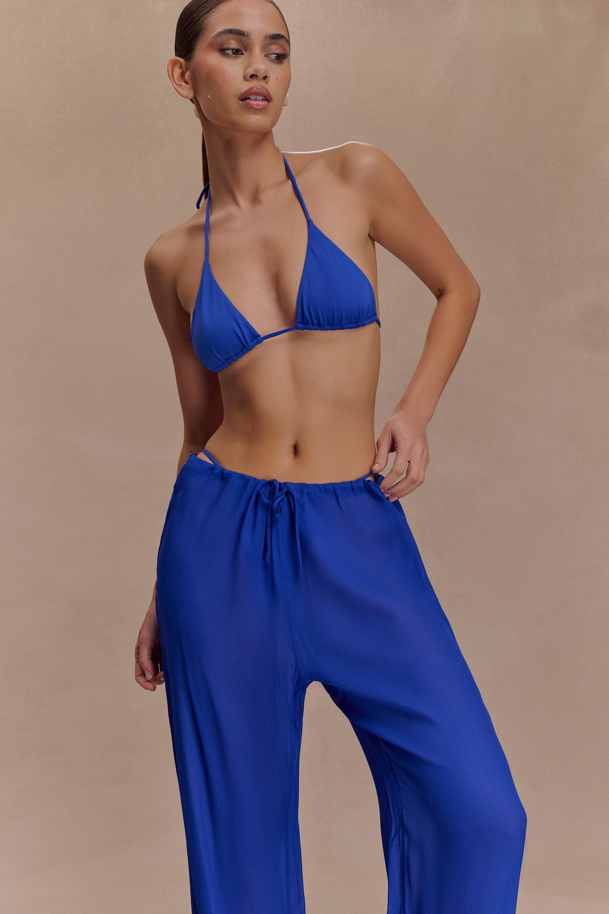 Tonya Sheer Straight Leg Pant - Cobalt Blue