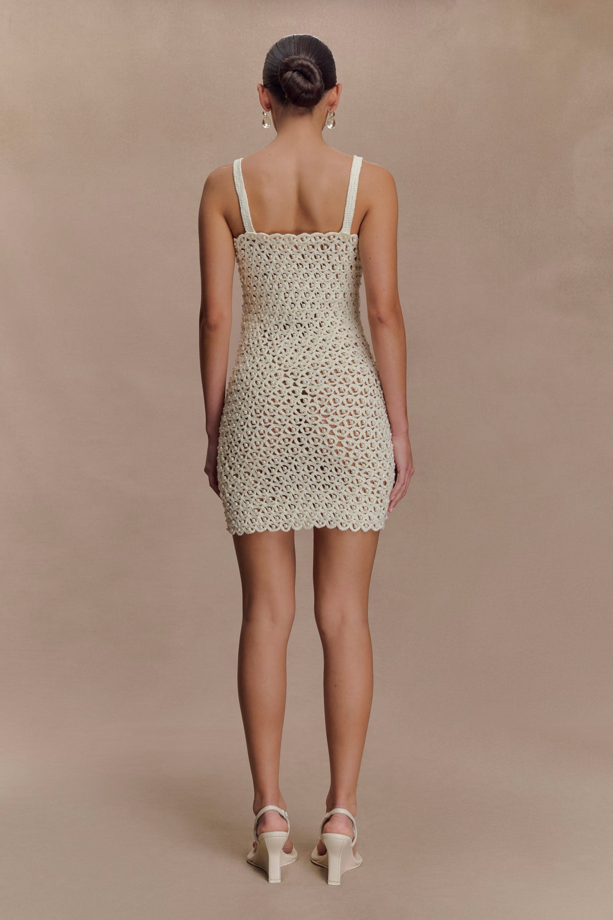 Vanessa Hand Crochet Pearl Mini Dress - Ivory